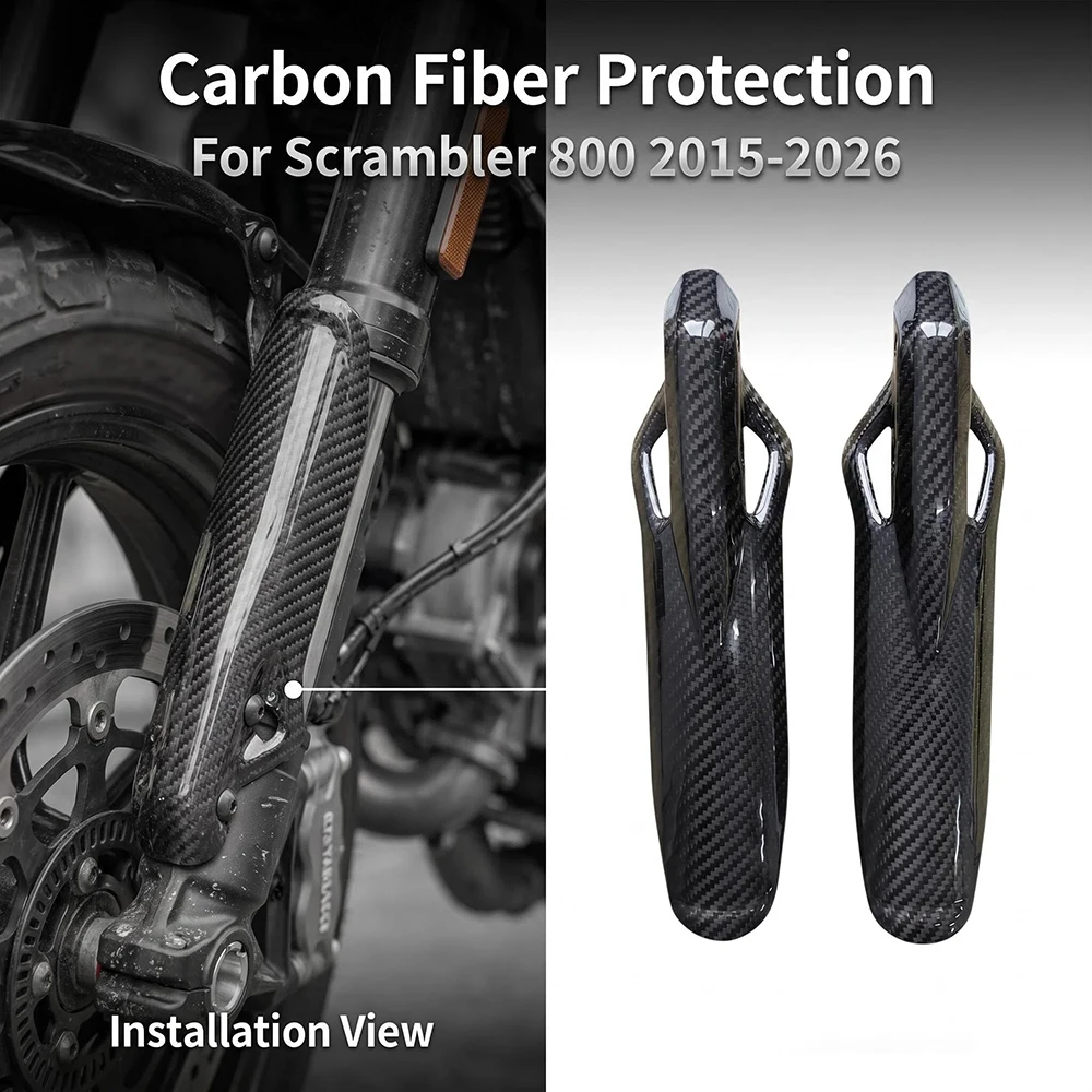 Carbon Fiber Motorcycle Front Shock Lower Fork Leg Cover Deflector Shield Protector For Ducati Scrambler 800 2015-2026