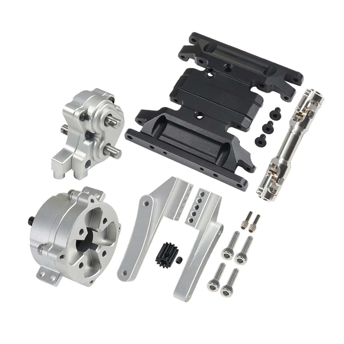 Front Mount Planetary Transmission Transfer Case Skid Plate Motor Pinion Set for 1/10 RC Crawler SCX10 II 90046 Chassis Upgrade