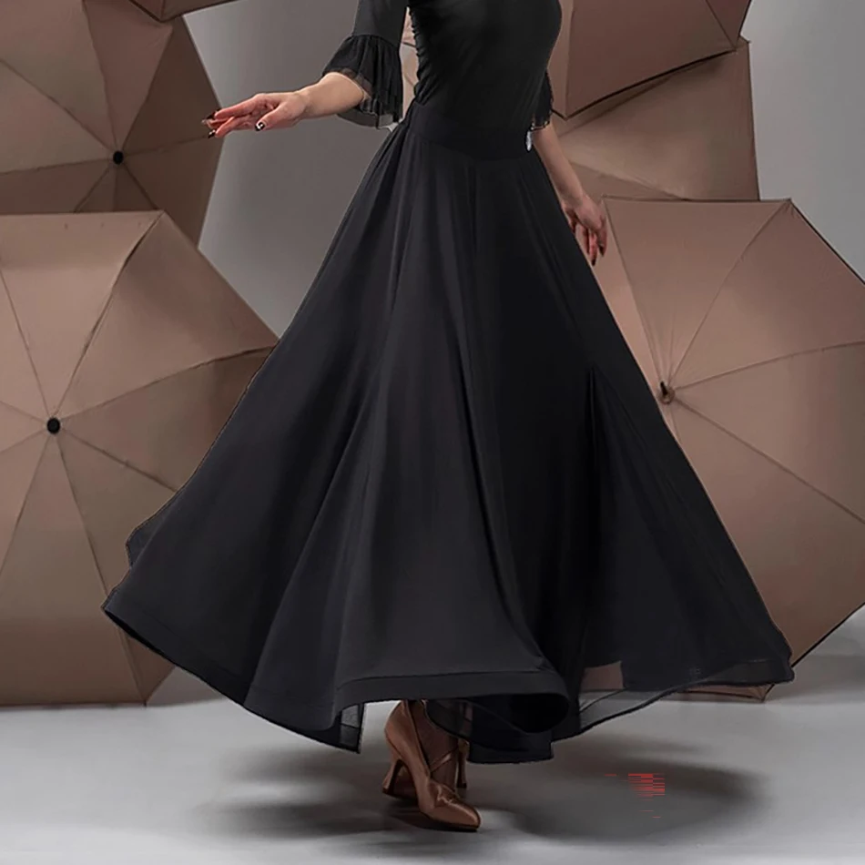 Abito da ballo latino femminile con gonna lunga di loto per abiti da ballo moderni per le donne