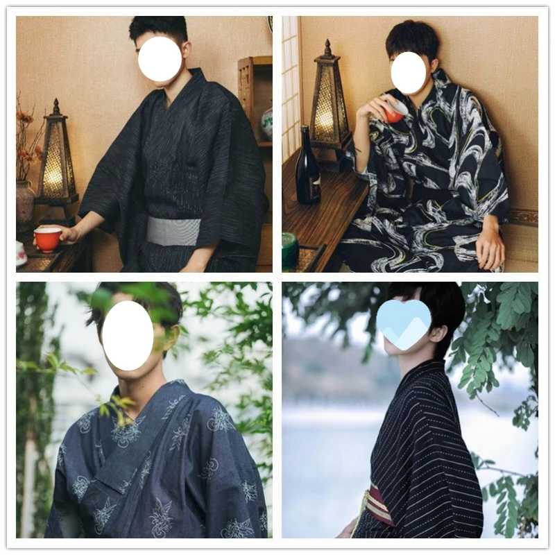 retro-traditional-japanese-men-kimono-yukata-robe-black-blue-samurai-outfit-for-photo-shooting-and-daily-casual-home-wear