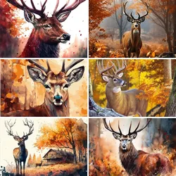 Diamond Embroidery Watercolor Portrait of Red Deer Cross Stitch Mosaic Full Diamond Painting 3d Rhinestone Pictures for Children