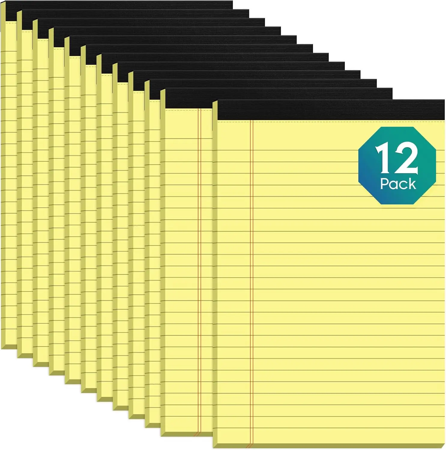 

5x8 Yellow Legal Pads, 12 Pack, Narrow Ruled, 30 Sheets Each, Perforated