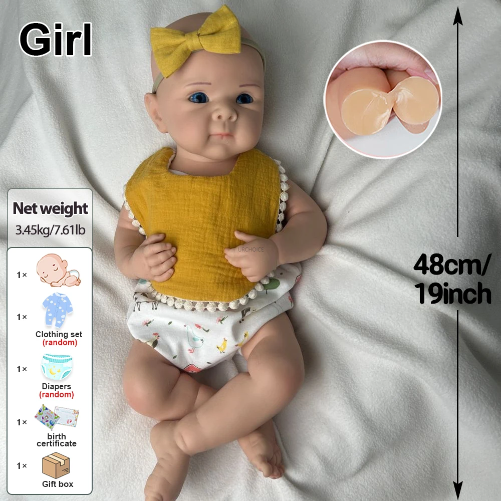 19Inch Mooi Meisje Bettie Open Blauwe Ogen Volledige Zachte Siliconen Reborn Baby Realistische Collectible Pop Wasbaar Lichaam voor Kinderen speelgoed