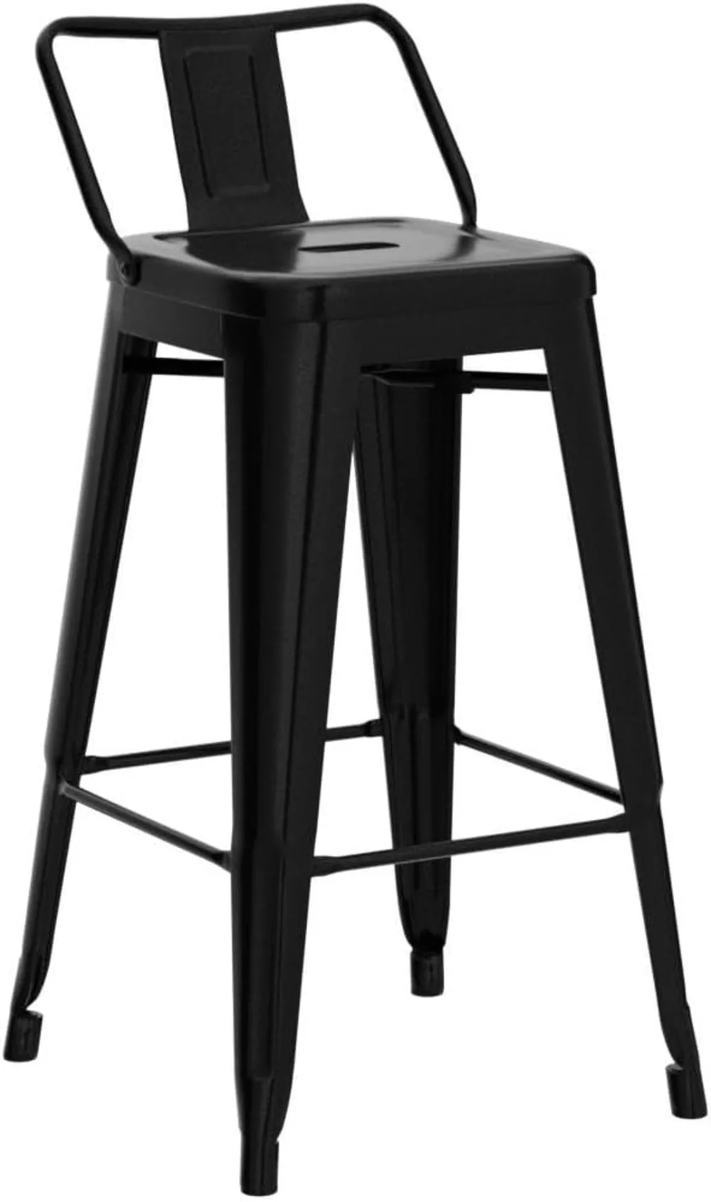 Set of 4 Bar Height Barstools Kitchen Chair Industrial Bar Stools with Low Back for Indoor Outdoor Use Matte Black