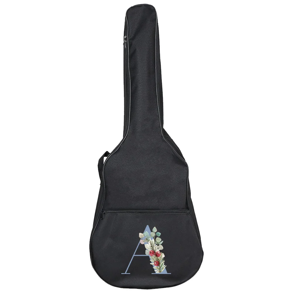 Funda portátil para guitarra eléctrica, bolsa negra para guitarra acústica clásica de 31 a 41 pulgadas, mochila de serie con patrón de letras azules