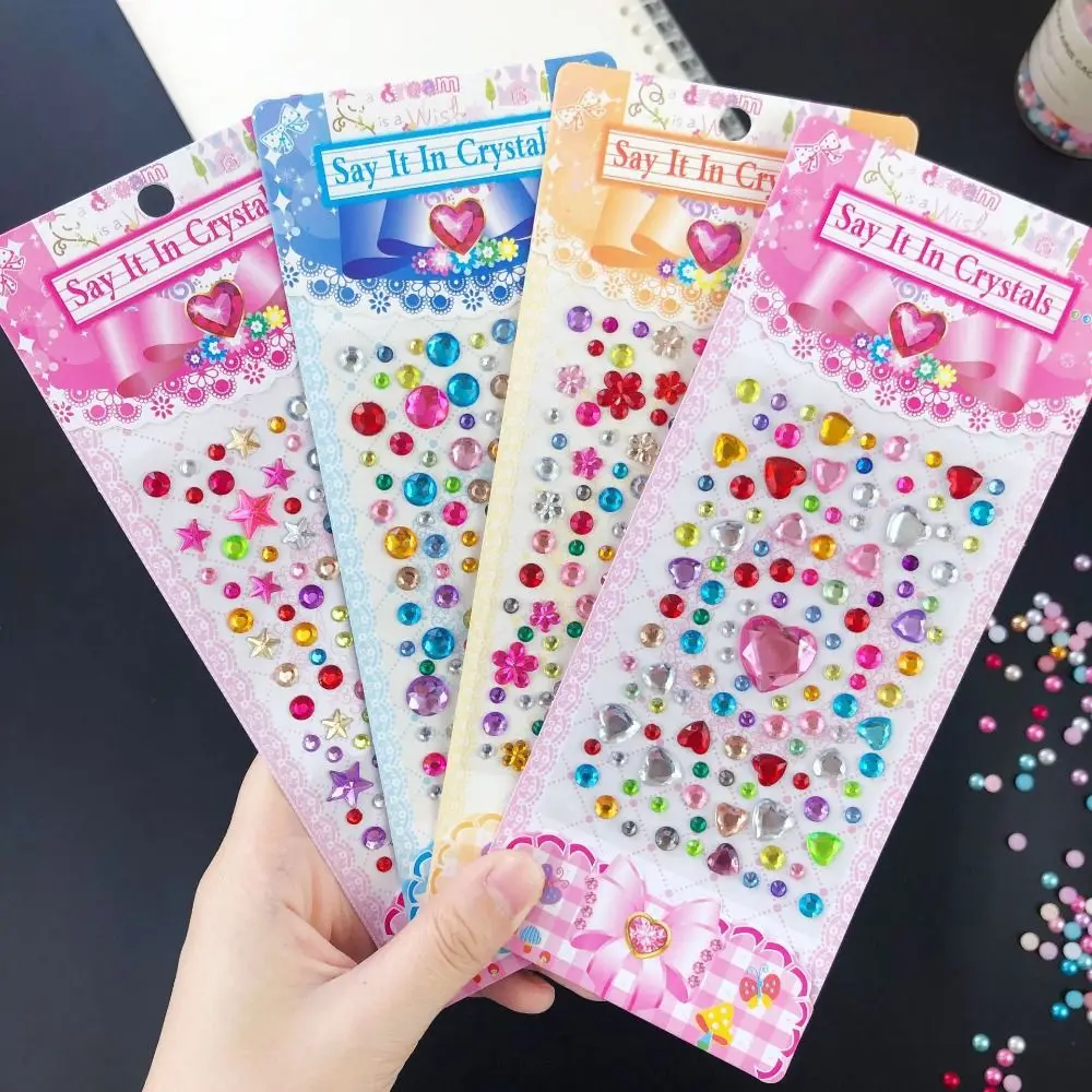 1sheet 3D Gem Stickers Acrylic Crystal Makeup Face Stickers DIY Decorations Rhinestone for Kids Girls