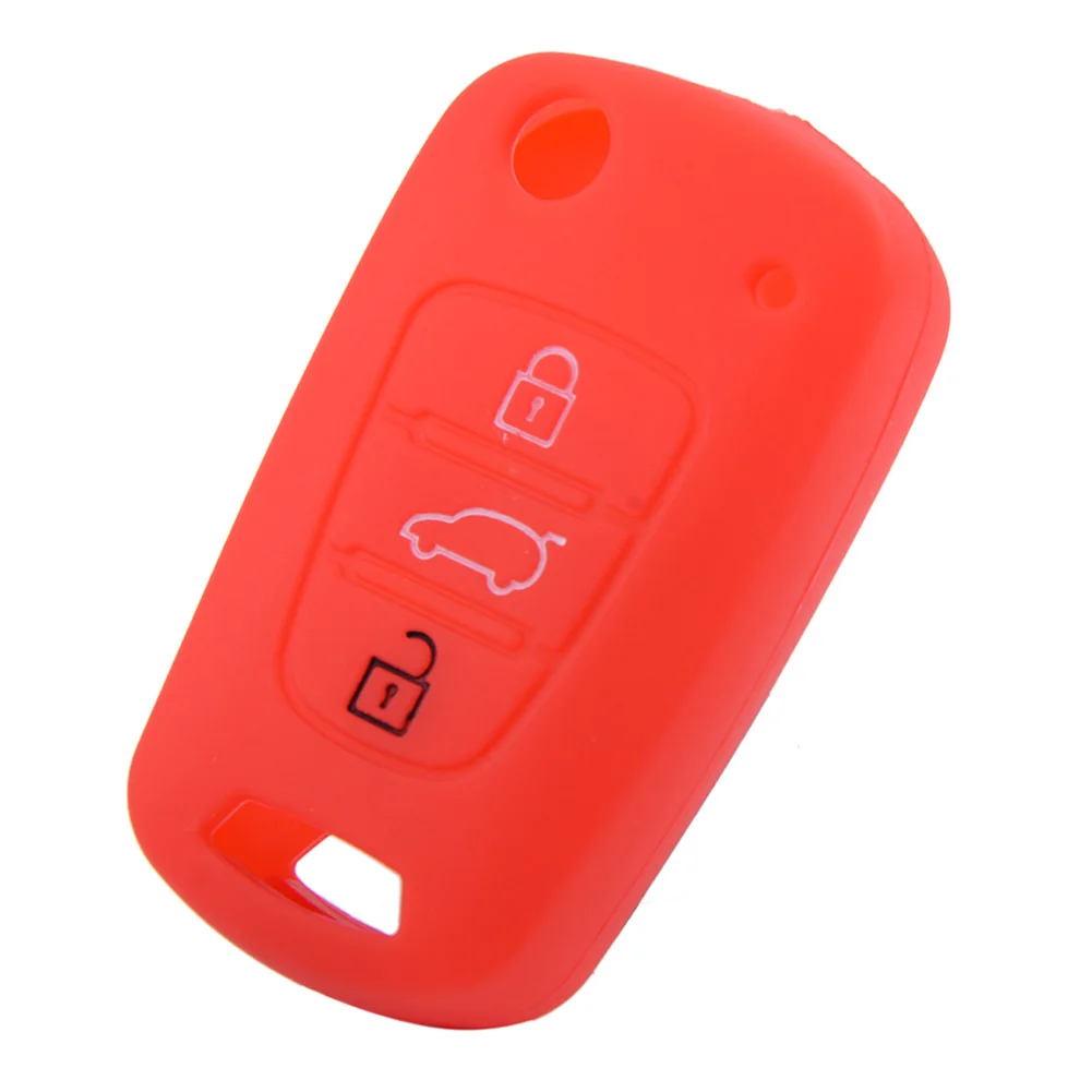 Car Key Cover Case in Silicone with 3 Buttons Made for Kia For Rio K2 and For Hyundai i20 Models Providing Anti Wear Features