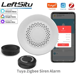 Alarma de sirena inteligente Tuya para seguridad del hogar con altavoz de 100dB requiere Tuya Zigbee Hub funciona con Google Home Yandex Alice Alexa