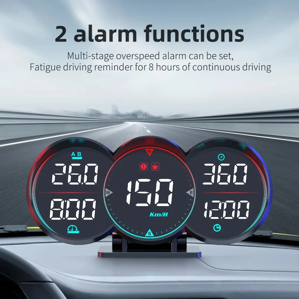 G17 for HUD Digital Car GPS + Beidou Chip Speedometer Universal LCD Head Up Display With Speed MPH / KMH Compass Overspeed Alarm