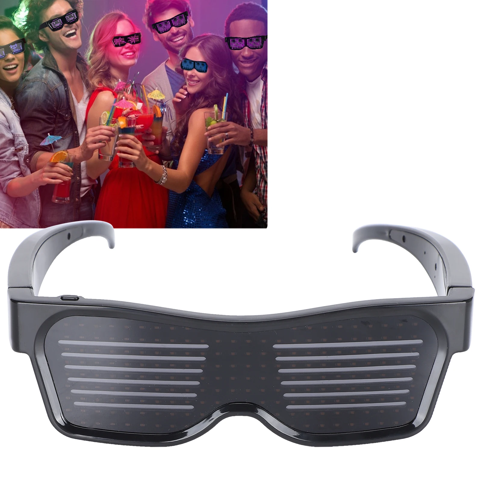 ZK50 Gafas LED Control por aplicación Gafas inteligentes DIY Carga USB para Party Club DJ Halloween Navidad