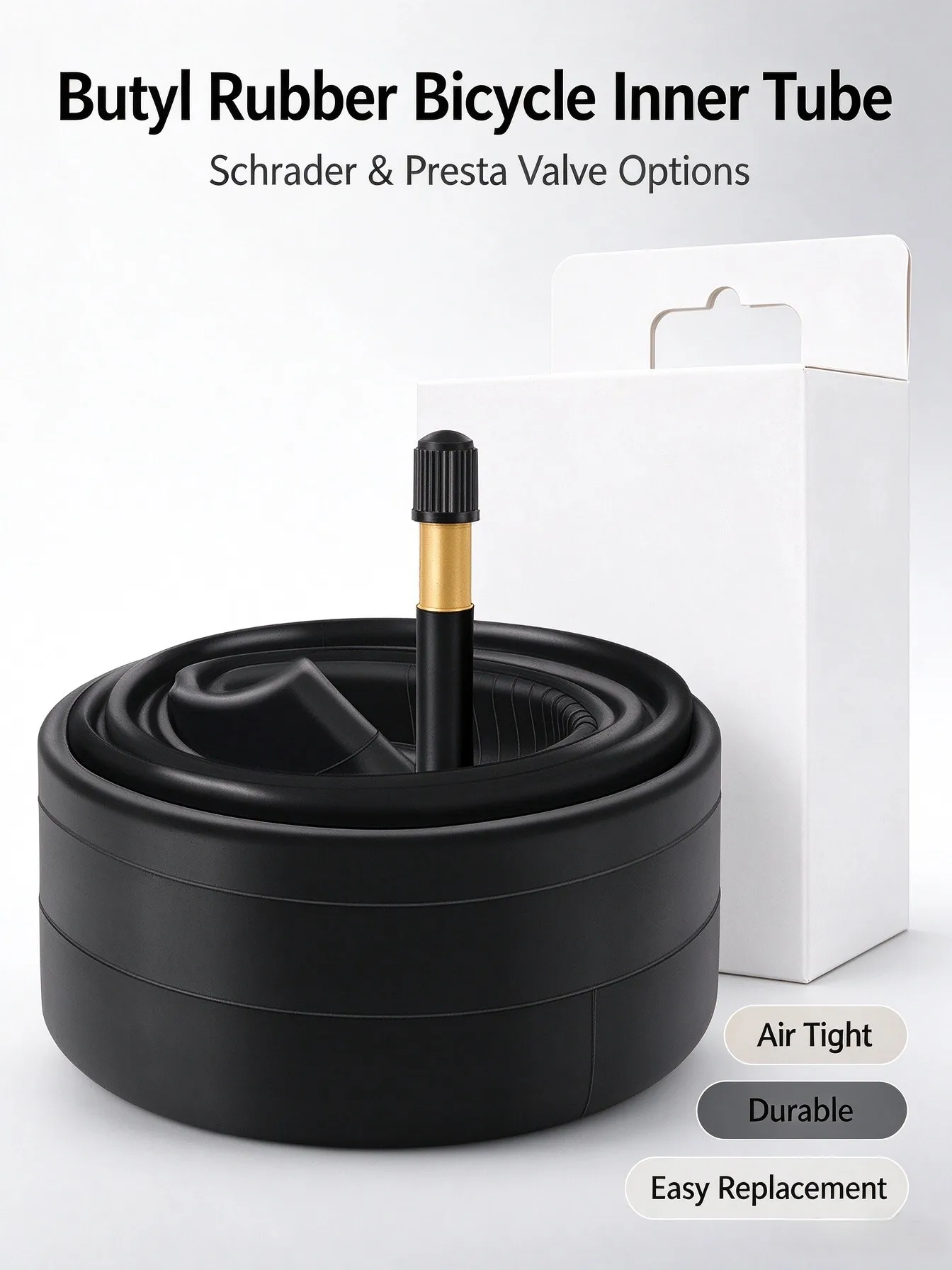 Butyl Rubber Bicycle Inner Tube Schrader Presta Valve MTB Road Folding Bike Replacement Inner Tube