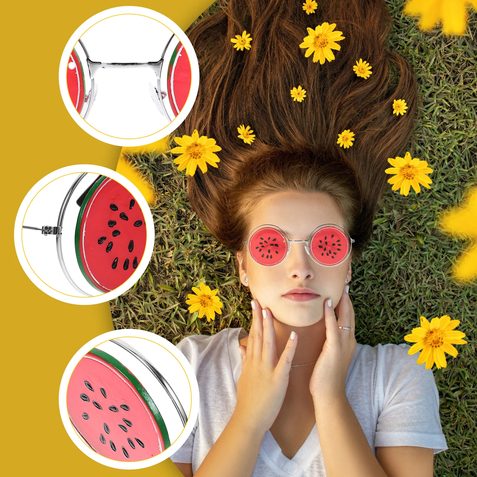 

2 Pcs Watermelon Glasses Funny Sunglasses Fruit Scenessunglasses Watermellon Theme Design Photo Props