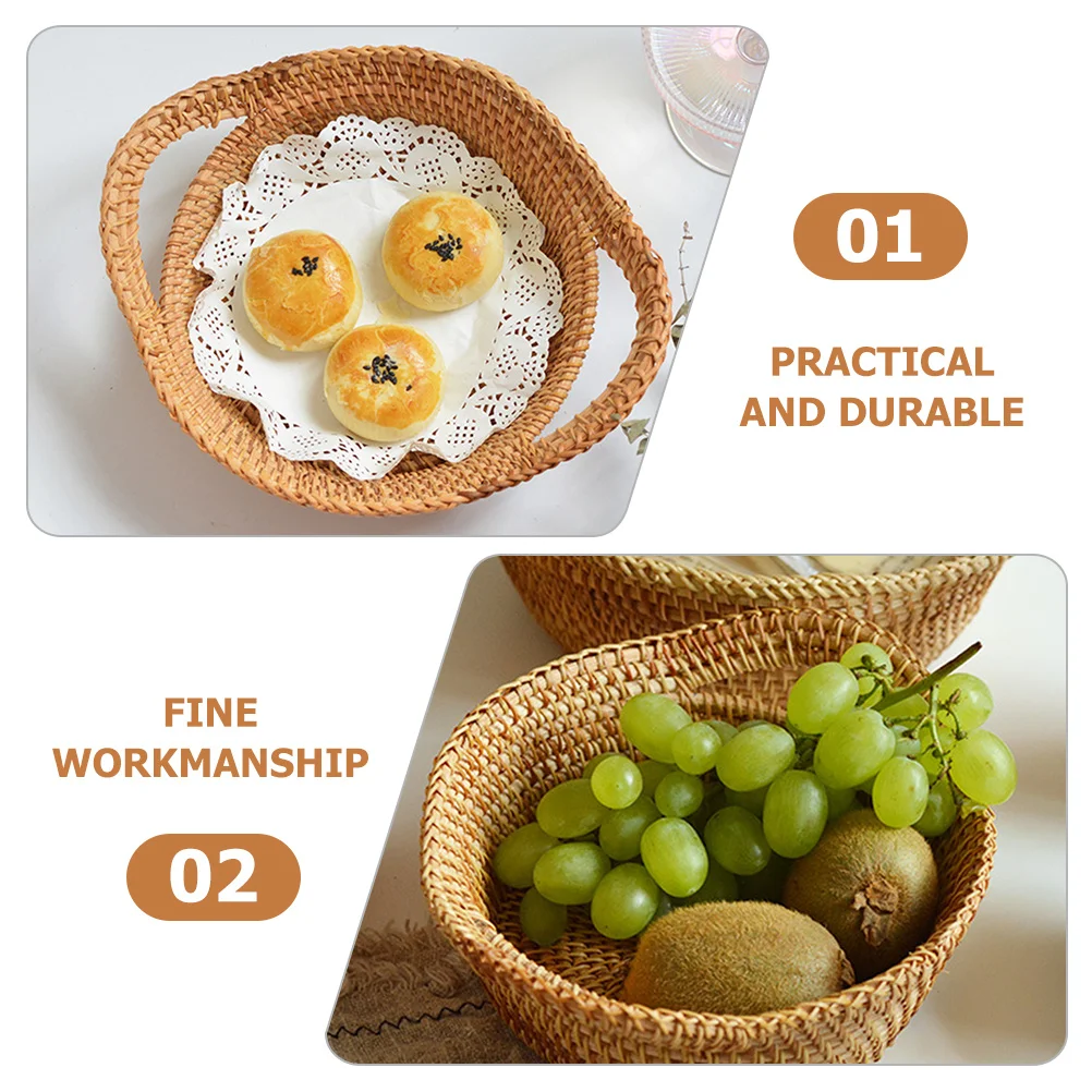 

Корзина для закусок из ротанга, настольный органайзер, портативная корзина с ручкой для сухофруктов, конфет, орехов, стола для хранения, органайзер для мелочей