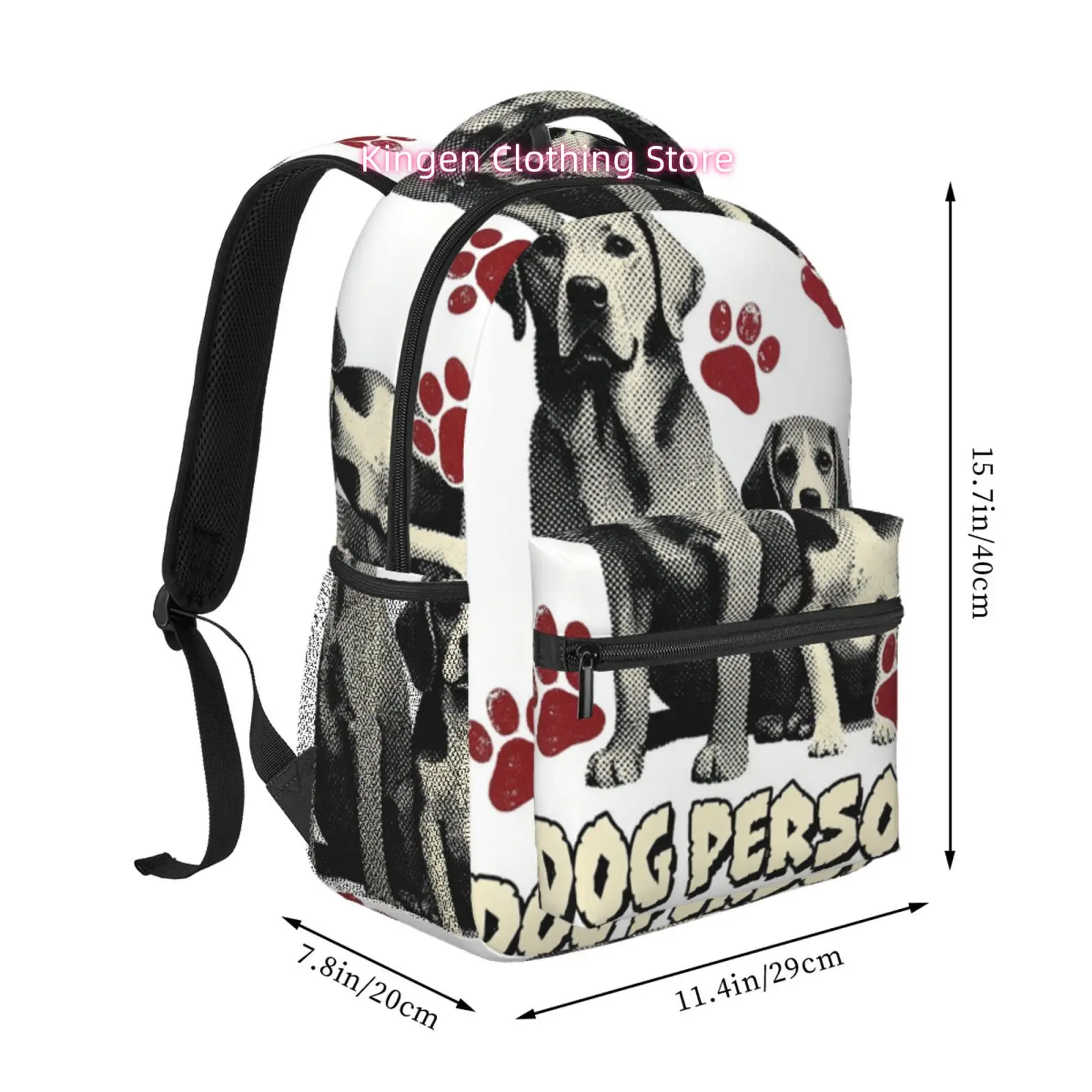 Halftone Labrador Paw Print Vintage Dog Print Travel Backpack, Large Capacity with Adjustable Shoulder Straps And Multiple Compa