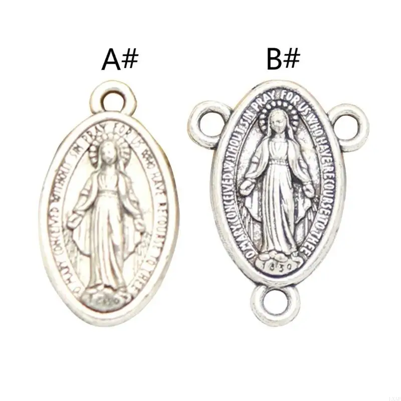 10pcs Virgin Mary Pendant Antique Oval Silver-Oxidized Pendant Jewelry Making Supplies for DIY Necklace