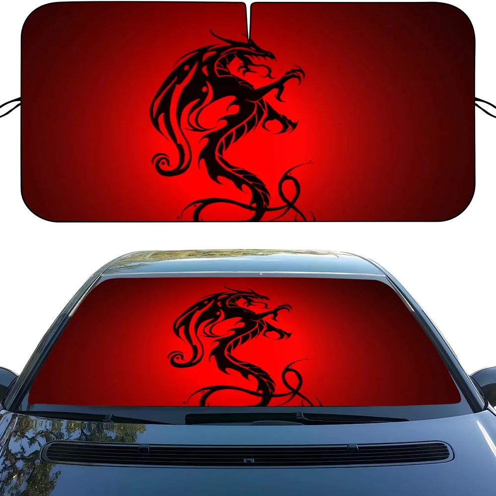 Unique Aesthetic Design Red Dragon Car Window Windscreen Cover Sun Shade Auto Sun Visor Car-covers Car Solar Protection