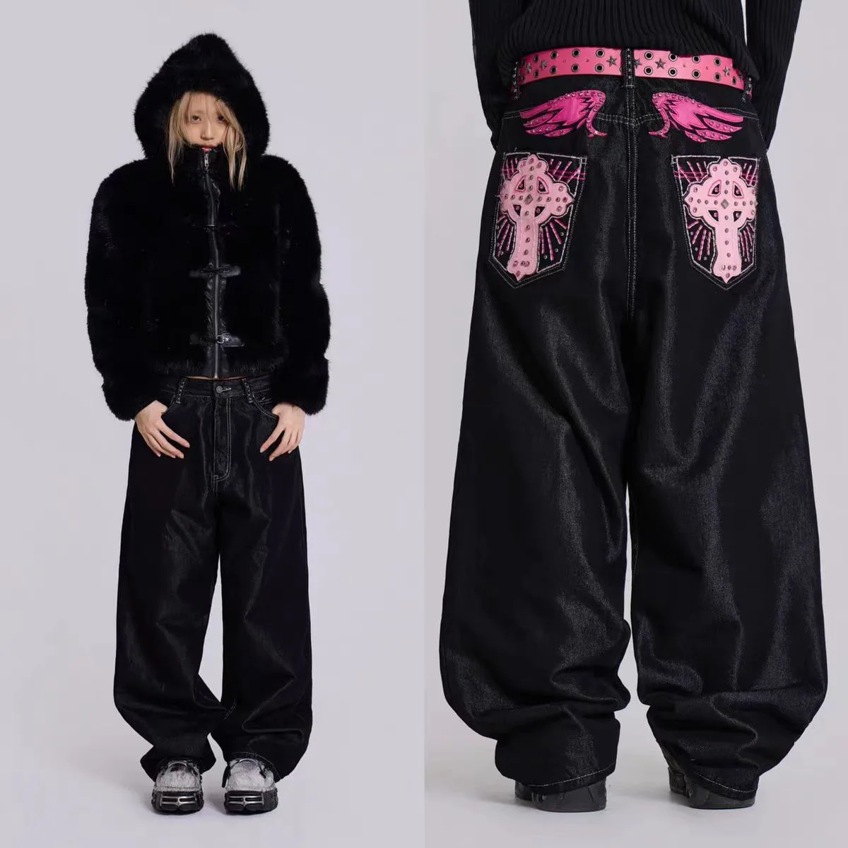 

Jaunted London Vintage Wings Cross ex Straight Leg Wide Leg Jeans Cotton Stretch Denim Women's Men's l Waist