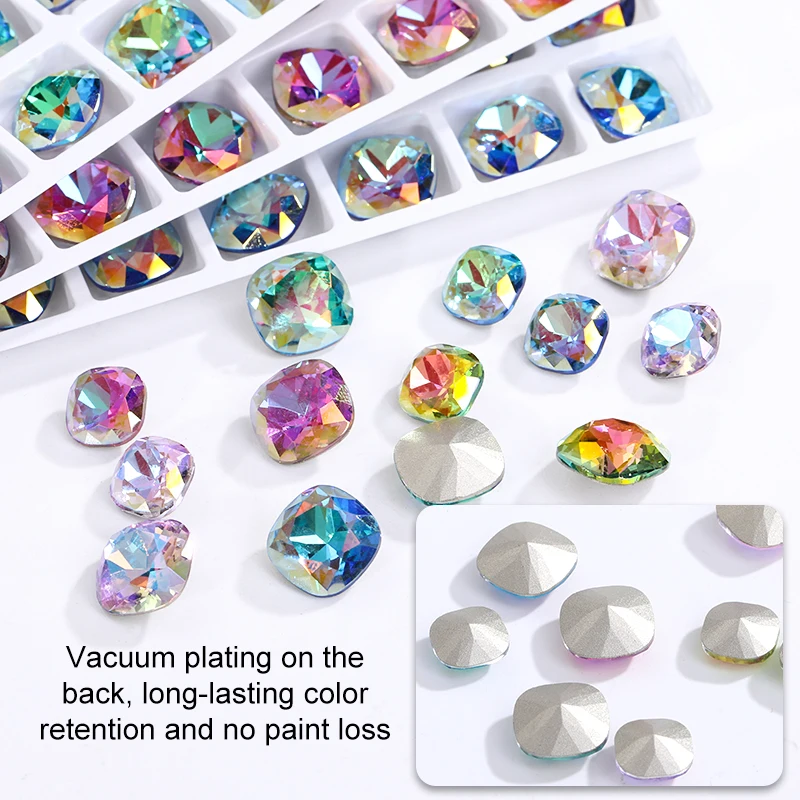 Glitter K9 Rhinestones Glass Crystals DIY Nail Art Decoration Diamond Crafts Glue on Nails Pointback Cushion Jewelry Accessories