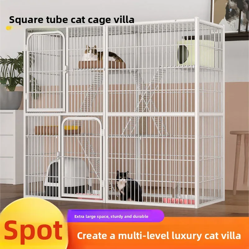 Indoor Cat Cage Villa Spacious Large Free Space Double Deck Triple Deck Cat House Cat House Luxury Pet Villa Cat Cage Home Use