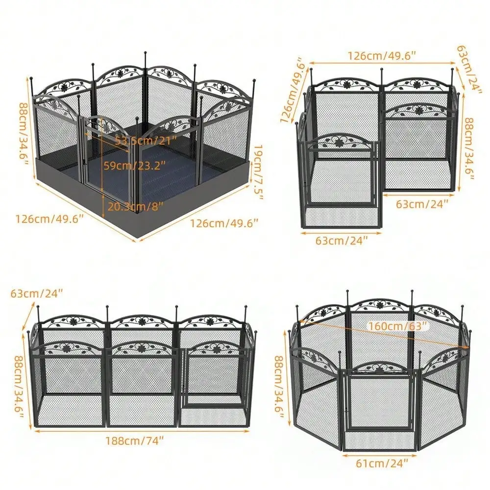 8PCS Portable Dog Pens Outdoor Indoor Pet Dog Garden Fences Barrier Exercise Pen