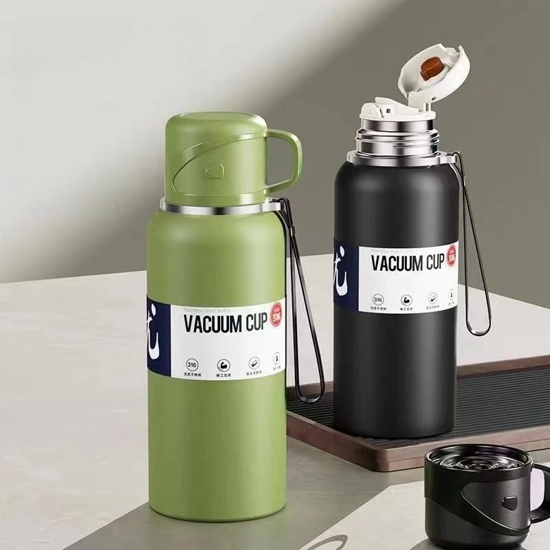 2L Large Capacity Stainless Steel Thermal Mug Thermos Bottle With Straw Tumbler Vacuum Flasks Cold and Hot Thermal Water Bottle