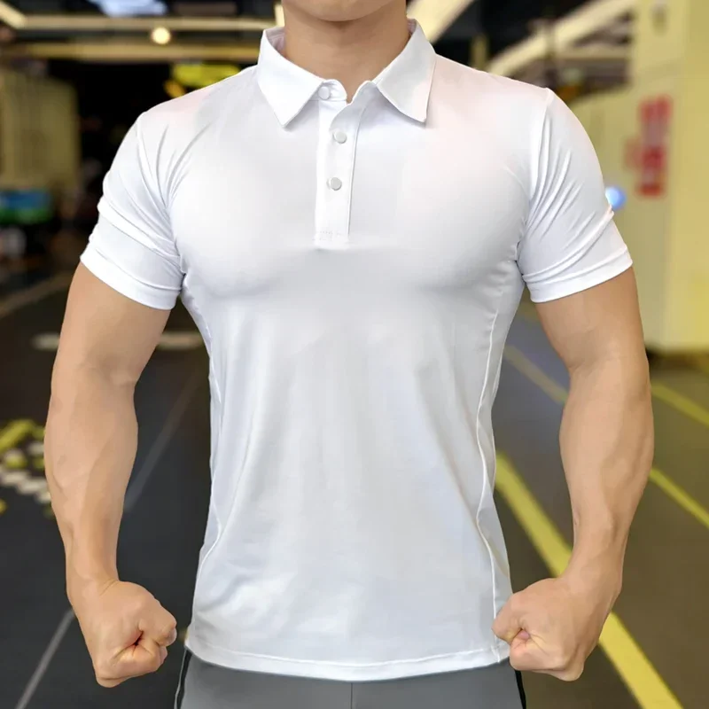 Men's ice silk quick drying short sleeve sports POLO shirt Running T-shirt Fitness T-shirt Football basketball jersey sportswear