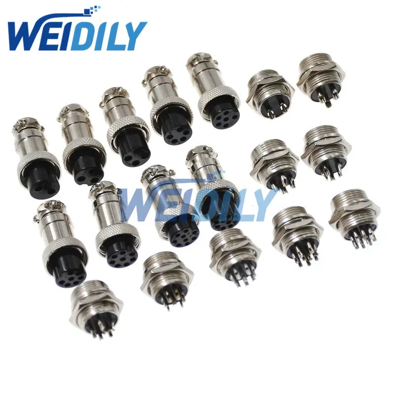 2Sets GX16 Nut TYPE Male & Female Electrical Connector 2/3/4/5/6/7/8/9/10 Pin Circular Aviation Socket Plug Wire Panel Connector