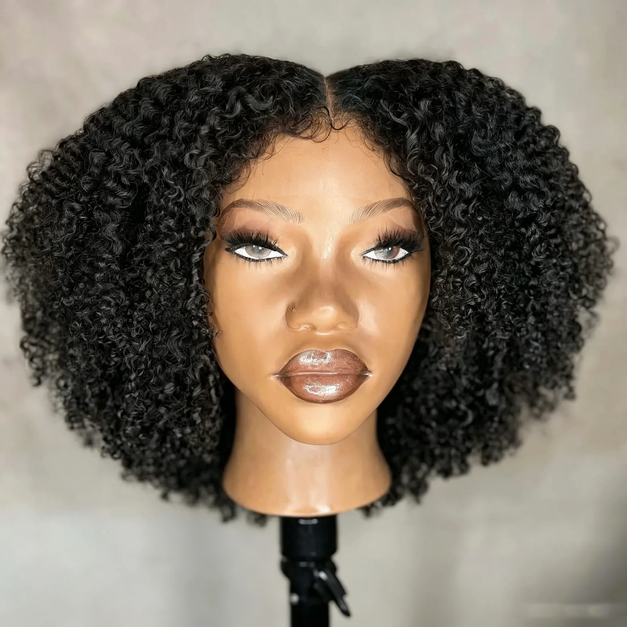 Glueless Soft Preplucked Short Bob Free Part 180Densty Kinky Curly Synthetic 13X4x1Lace Front Wig For Women With Baby Hair Daily