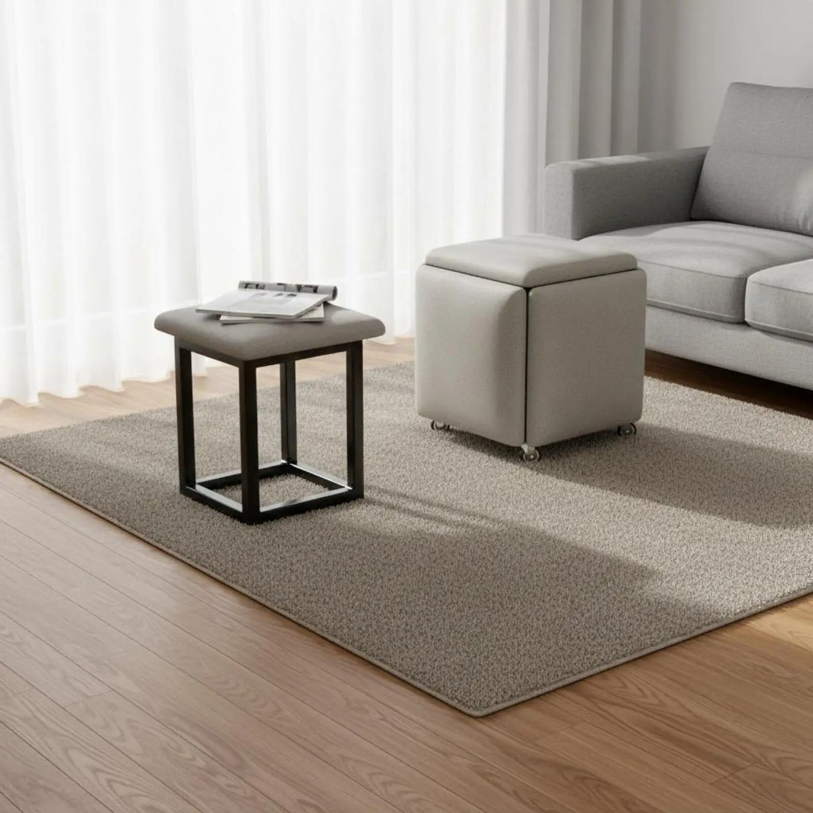 5 Pieces Transforming Cube Stool Multifunctional 5 in 1 Transforming Cube Stool Easy to Clean Convertible Nesting Ottoman for