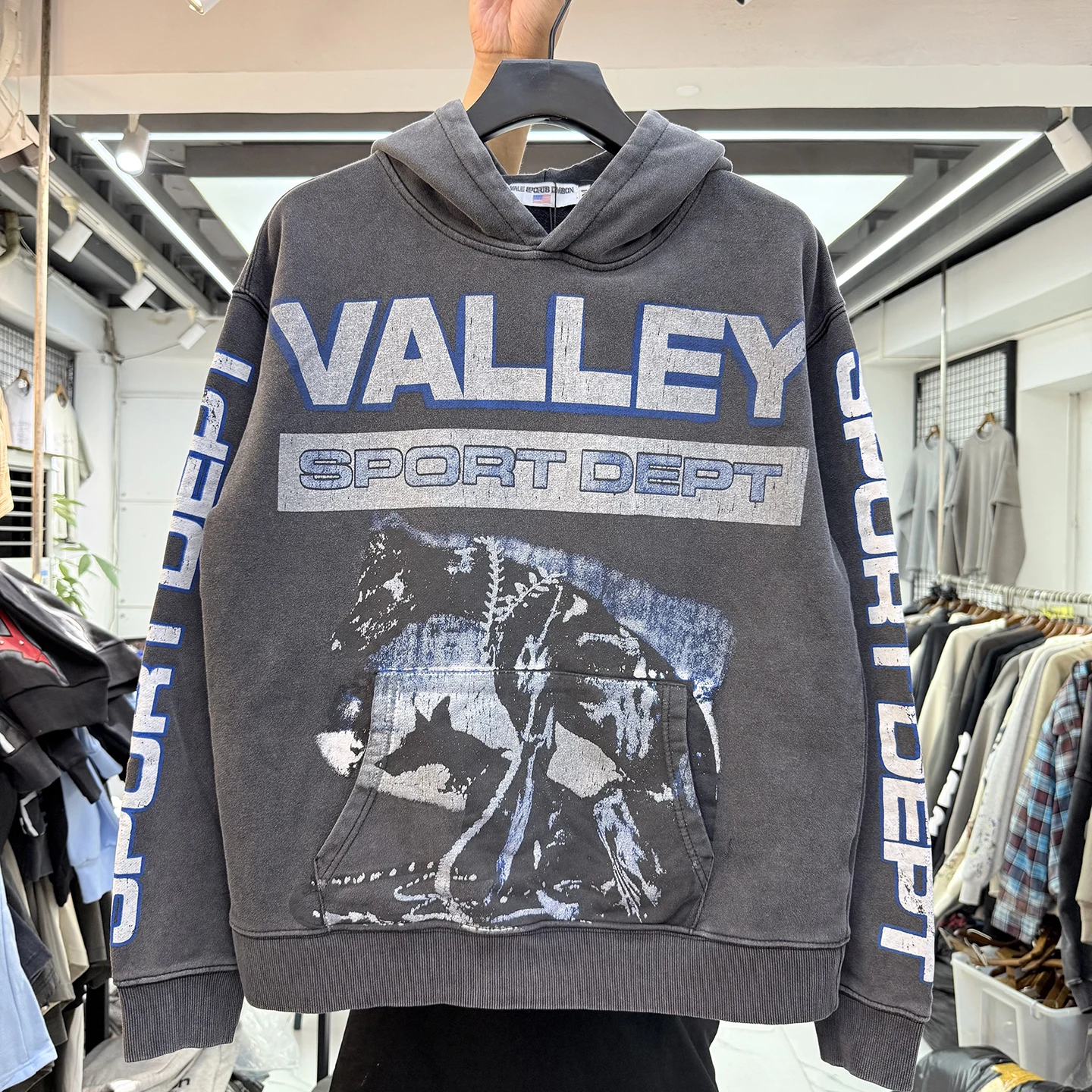 

Ретро американская уличная одежда с принтом собаки, свободная повседневная толстовка с капюшоном для осени и зимы, молодежная мода