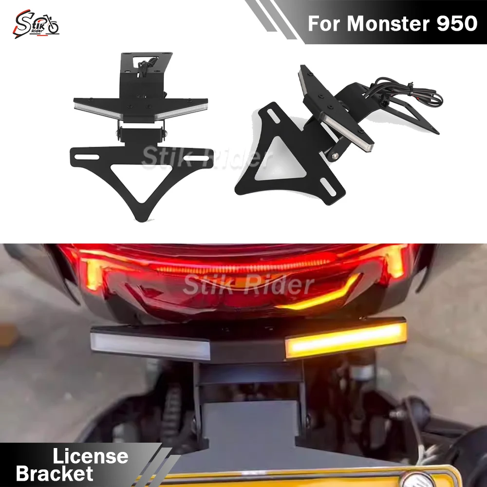 

For Ducati Monster 950 2021-2023 Motorcycle Short Tail Fender Eliminator, License Plate Holder Tail Tidy Bracket Kit