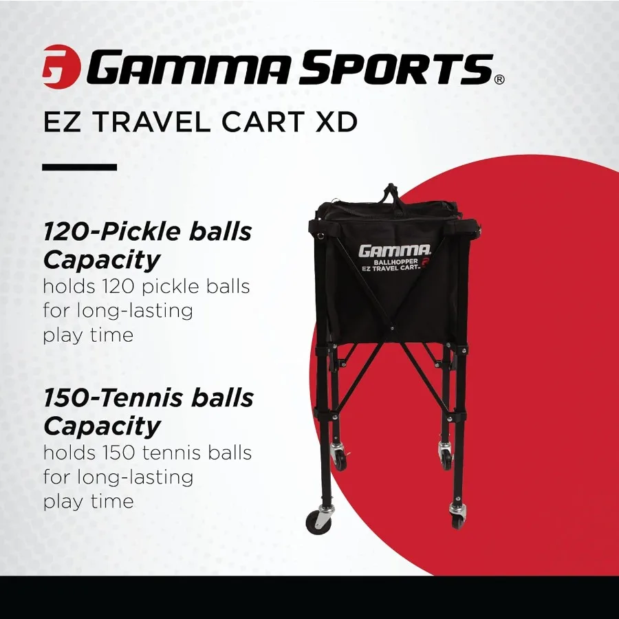 GAMMA Sports EZ Travel Cart Tennis Pickleball Hopper للاعبي Padel تصميم مدمج محمول مع بناء قوي وخفيف الوزن #3