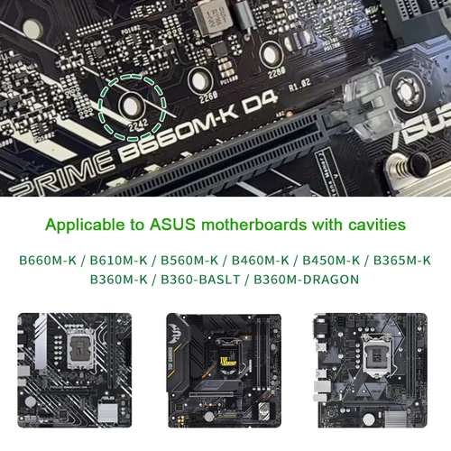 Imagen 2 del producto Kit de tornillos M.2 SSD de fijación de unidad de estado sólido M.2 de presión fija para PCIe NVMe M.2 SSD Kit de tornillos de montaje para placas base Asus
