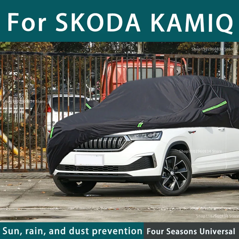 

For Skoda KamiQ 210T Full Car Covers Outdoor Uv Sun Protection Dust Rain Snow Protective Car Cover Auto Black Cover