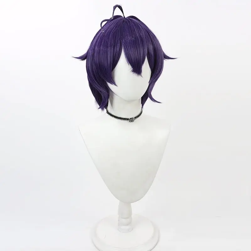 Hiiragi Utena Wig Purple Short Bangs Gushing Over Magical Girls Anime Cosplay Wigs for Halloween Comic