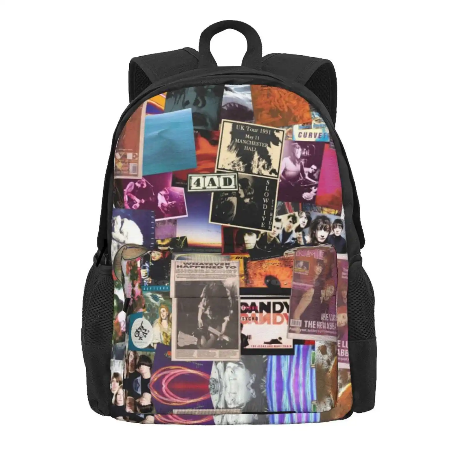 Shogaze Indie Pop Hot Sale Schoolbag Backpack Fashion Bags Shoegaze Bands Shoegaze Albums Indie Pop 80S 90S Collage