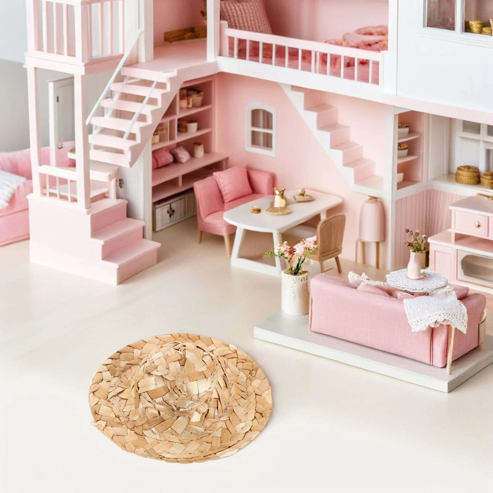 10Pcs Miniature Straw Hats for DIY Projects Handmade Woven Caps Tiny Craft Accessories Rustic Style Decorations for Creative Art