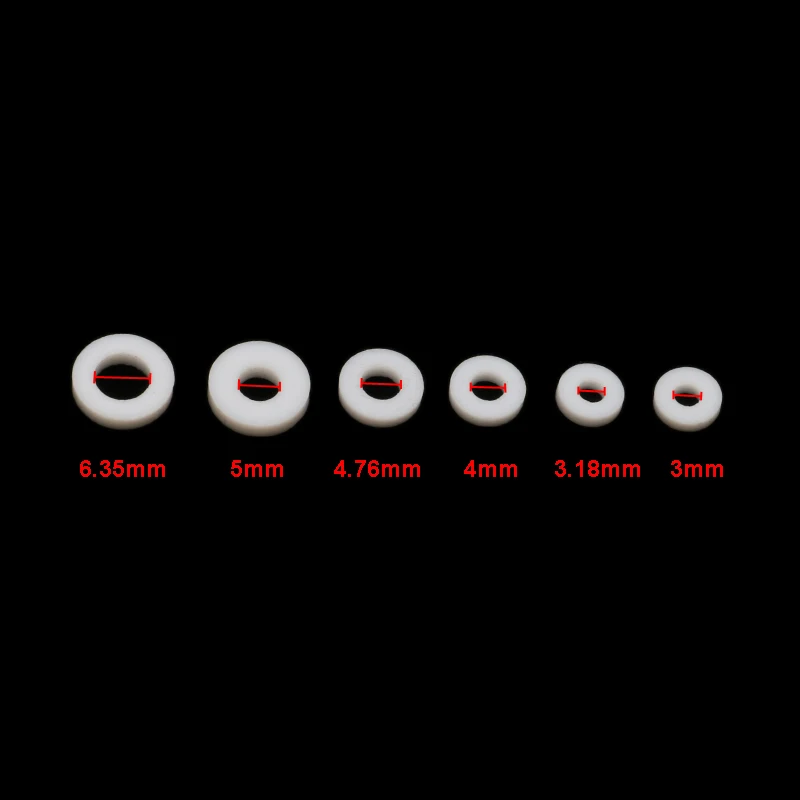 Diâmetro interno resistente ao desgaste da arruela das gaxetas de 20 pces ptfe 3/3.17/4/4.76/5/6.35mm anel de vedação do espaçador para peças modelo do eixo do barco de diy rc