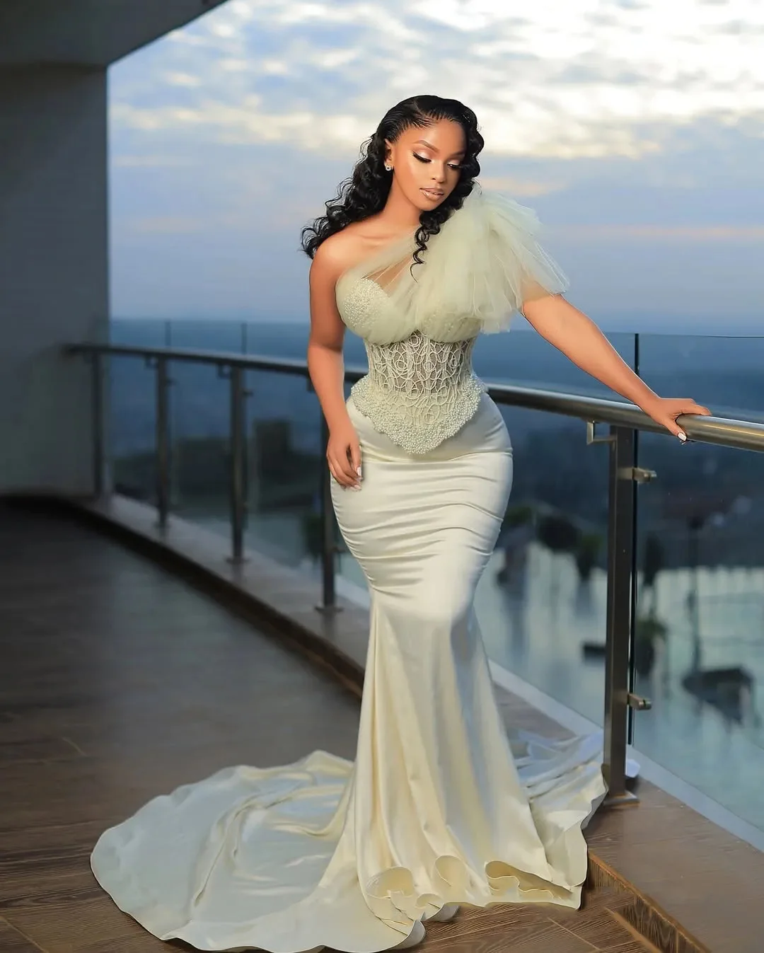 머메이드 비즈 새틴 프롬 가운 라이트 세이지 이브닝 드레스 머메이드 롱 엘레강스 아플리케 프롬 드레스 스위트하트 슬리브리스