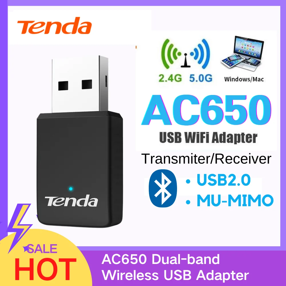 Tenda AC650 Dual-band Wireless USB Adapter U9 U10 2.4G&5G USB2.0 Wifi Network Card 802.11n/g/b/ac For PC Wi-Fi Receiver Dongle