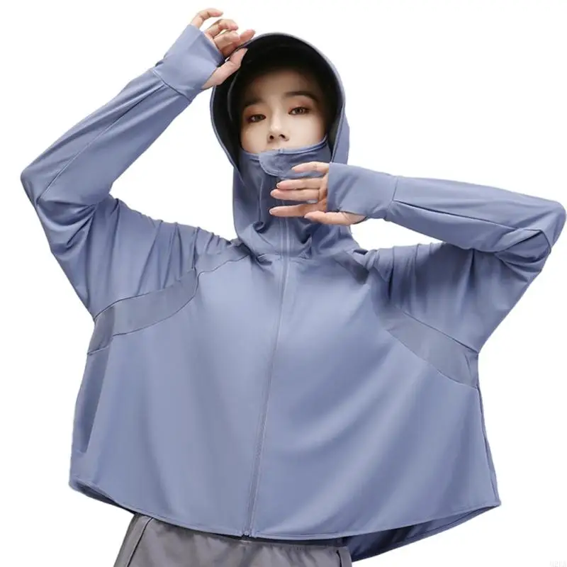 2025 New Long Sleeve Full Zip Sun Protective Hooded Shirt for Women Lightweight Summer Sun Shirt Outdoor Sports Clothing