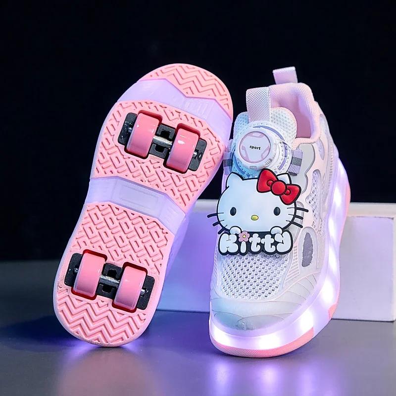 

Детские кроссовки для мальчиков, обувь Hello Kitty, детские роликовые коньки с героями мультфильмов Диснея и светодиодной подсветкой, спортивные подарки на открытом воздухе для девочек