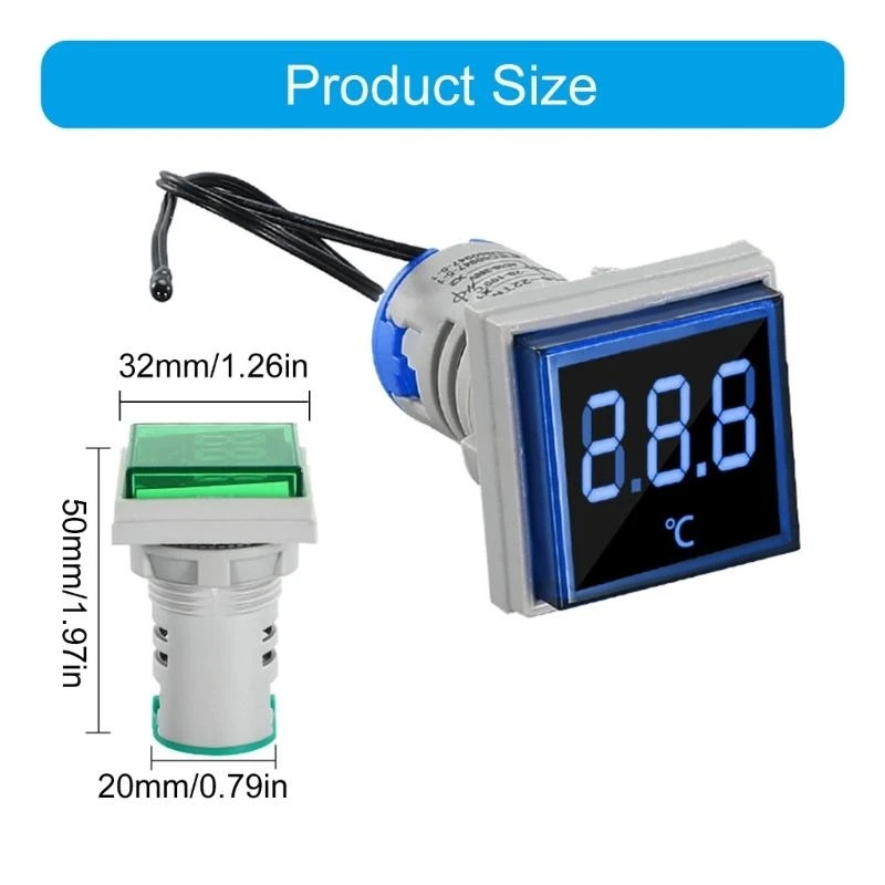 220V -20-199'C Clear Display Square Gauge Untuk Penggunaan Kantor Rumah atau Laboratorium .Y1QB