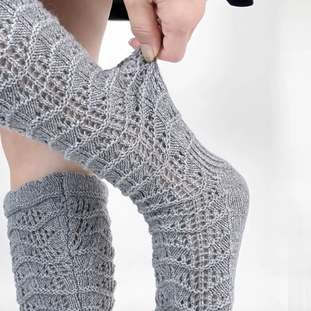 

New Knitted Hollow Calf Socks Breathable Harajuku Street Stacked Long Tube Socks Warmth Casual Mid Tube Socks Women Girls