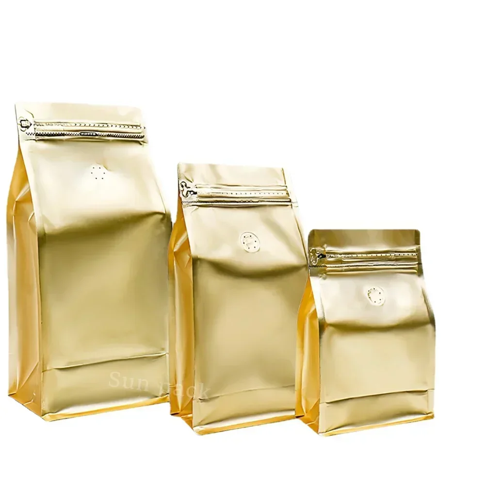 100PCS Matte Black Gold Moringa Protein Powder Packaging Pouch 12OZ Coffee Bean Packaging Bags 340g