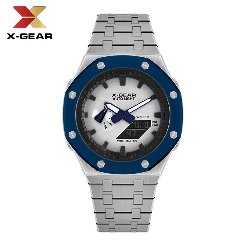 

Ударопрочные часы 2100, спортивные электронные часы унисекс, стальной ремешок, складная пряжка, мировое время, полнофункциональные, дубовая серия, светодиод