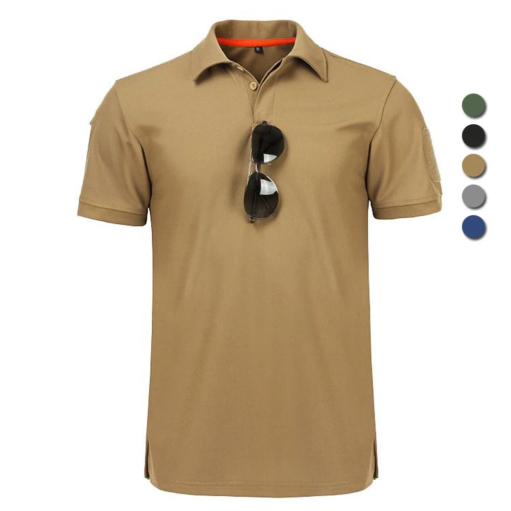 Tactical Polo T-Shirt Men Outdoor Sports Quick Dry Lapel Short Sleeve Shirts Summer  Hiking Training Tees Casual Tops