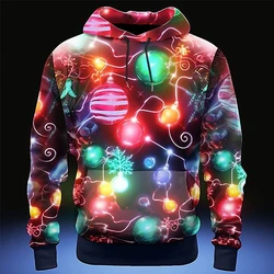 Christmas Hoodies Tree Lights 3D Print Men Oversized Hooded Sweatshirts Harajuku Y2k Tracksuits Pullover Tops Coat Male Clothing