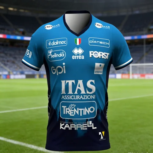 2026 Neuer Italienischer Stil Neuer Itas Trentino Volleyball-Anzug, Lässiges Sport-T-Shirt, Bequemer Atmungsaktiver Eltern-Kind-Anzug – Detail 3
