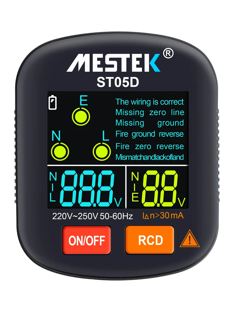 Socket Testers Voltage Test Socket Detector EU Plug Ground Zero Line Plug Polarity Phase Check RCD Tester